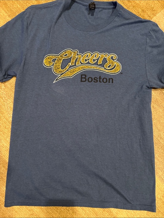 District Other - Cheers Boston Blue Graphic Tee with Gold Raised Logo